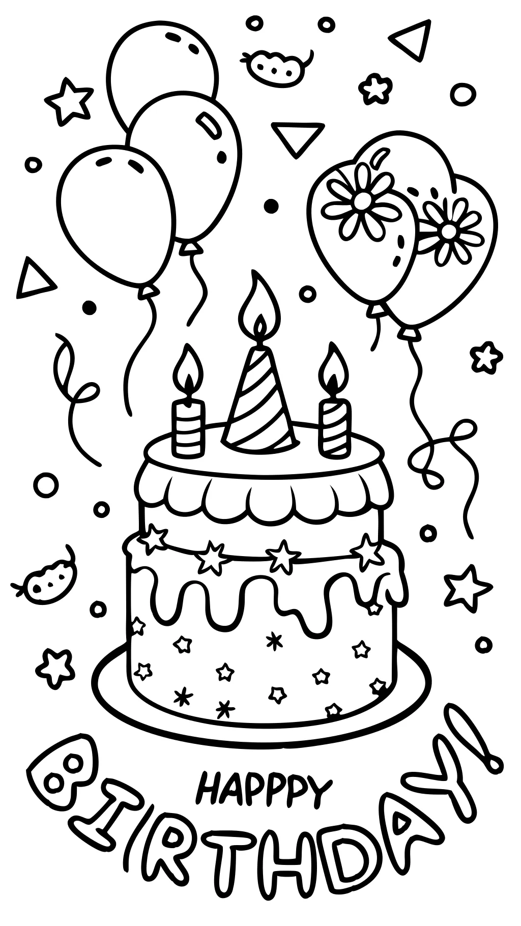 happy birthday free coloring pages